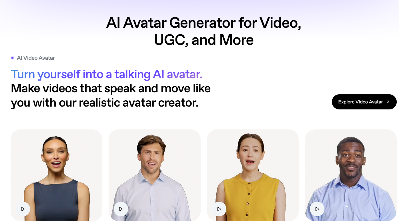 A screenshot showing the variety of AI avatars available in the Heygen AI Avatar Generator library.