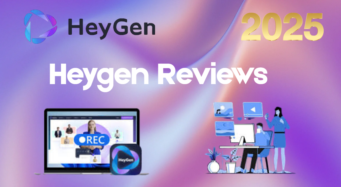 A banner for the Heygen review, showing the Heygen logo and text 'Honest Review 2025'.